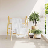 Double Towel Ladder with 4 Rungs 90x50x100 cm Bamboo