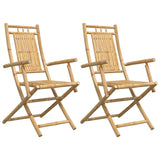 Folding Garden Chairs 2 pcs 53x66x99 cm Bamboo - Front View