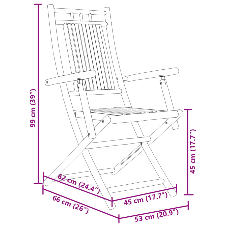 Folding Chairs 2 pcs 53x66x99 cm Bamboo