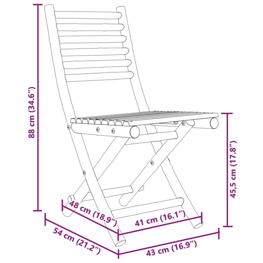 Folding Chairs 2 pcs 43x54x88 cm Bamboo