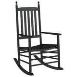 Rocking Chair with Curved Seat Black Solid Wood Poplar - Front View