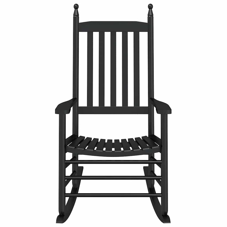 Rocking Chair with Curved Seat Black Solid Wood Poplar