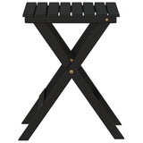 Side Table Foldable Black Solid Wood Poplar