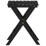 Side Table Foldable Black Solid Wood Poplar