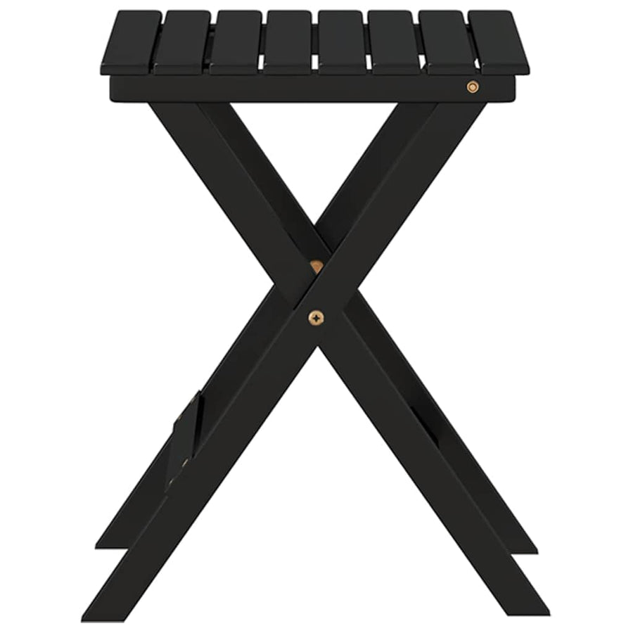 Side Table Foldable Black Solid Wood Poplar