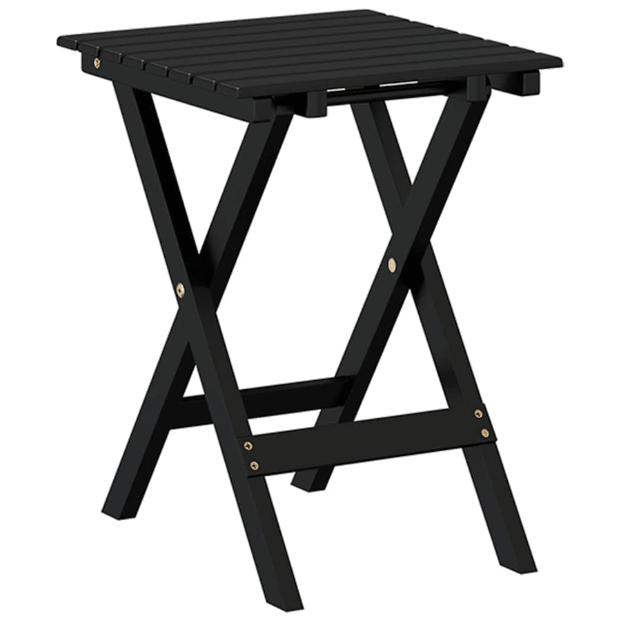 Side Table Foldable Black Solid Wood Poplar