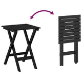 Side Table Foldable Black Solid Wood Poplar - Low Angle