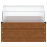 Garden Planter with Green House Weathering Steel - Top-Down View