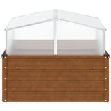 Garden Planter with Green House Weathering Steel - 45-Degree Angle