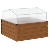 Garden Planter with Green House Weathering Steel - Rear View