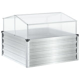 Garden Planter with Green House Weathering Steel - Low Angle