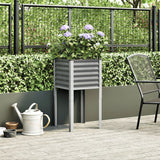 Garden Planter Grey 45x45x88 cm Steel - Side View