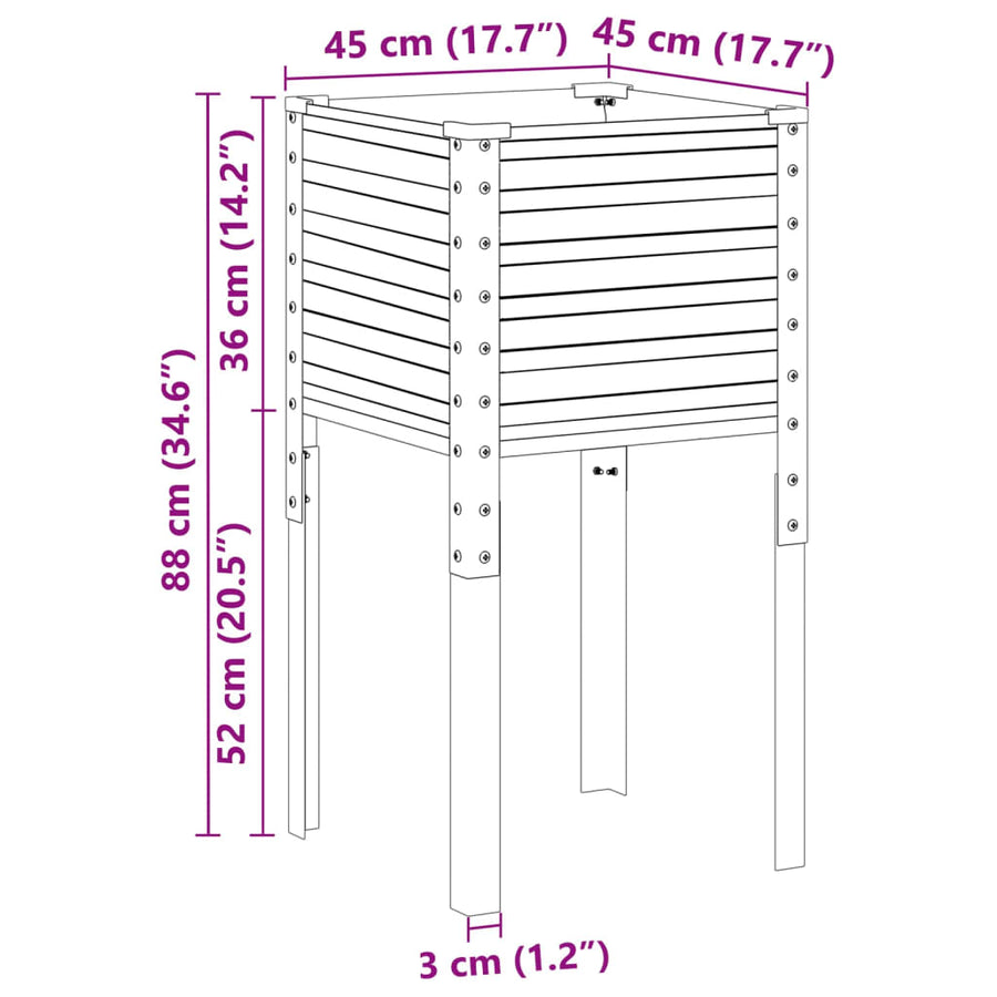 Garden Planter Brown 45x45x88 cm Steel