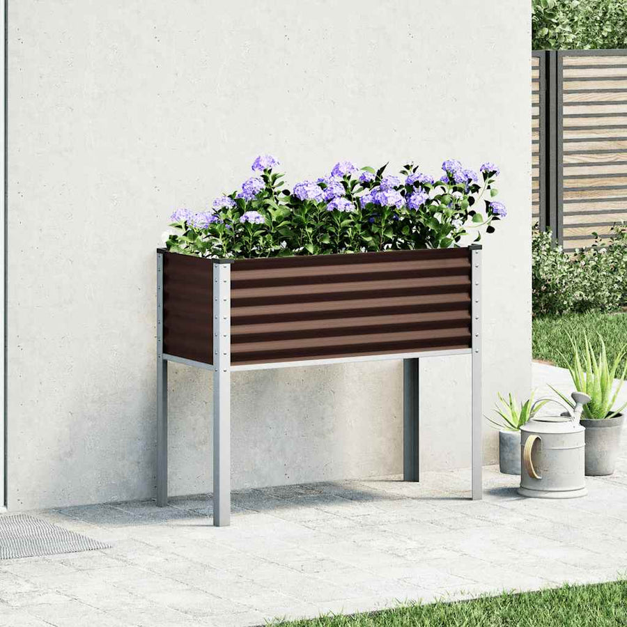 Garden Planter Brown 100x45x90 cm Steel