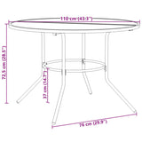 Patio Table Round Anthracite Ø110x72.5 cm Powder-coated Steel - Low Angle