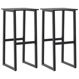 Bar Stools 2 pcs Black 38x38x80 cm Powder-coated Steel - Front View