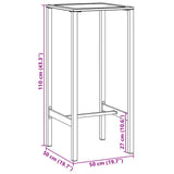 Bar Table Black 50x50x110 cm Powder-coated Steel - Low Angle