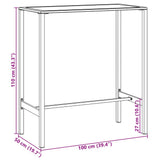 Bar Table Black 100x50x110 cm Powder-coated Steel - Low Angle
