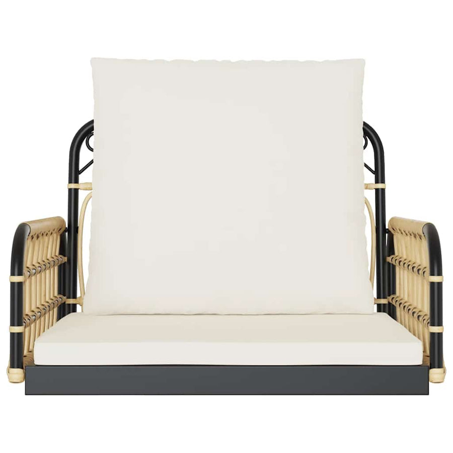 Swing Chair with Cushions 63x58x39 cm Poly Rattan and Steel