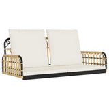 Swing Bench with Cushions 105x58x38 cm Poly Rattan and Steel - Front View