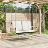 Swing Bench with Cushions 105x58x38 cm Poly Rattan and Steel - Side View