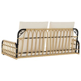 Swing Bench with Cushions 105x58x38 cm Poly Rattan and Steel - Close-Up Angle