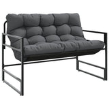 Garden Bench with Cushion Anthracite 113 cm Steel - Front View