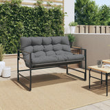 Garden Bench with Cushion Anthracite 113 cm Steel - Side View