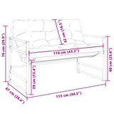 Garden Bench with Cushion Anthracite 113 cm Steel