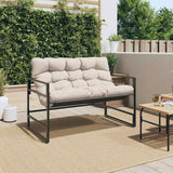 Garden Bench with Cushion Taupe 113 cm Steel - Side View