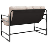 Garden Bench with Cushion Taupe 113 cm Steel - Close-Up Angle