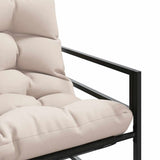 Garden Bench with Cushion Taupe 113 cm Steel - Low Angle