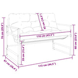 Garden Bench with Cushion Taupe 113 cm Steel