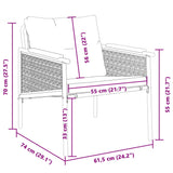 Garden Chairs with Cushions 2 pcs Black Steel - Low Angle