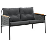 Garden Bench with Cushions 116 cm Black Steel