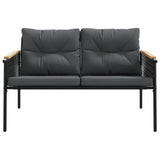Garden Bench with Cushions 116 cm Black Steel