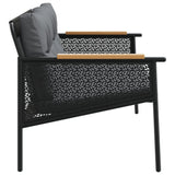 Garden Bench with Cushions 116 cm Black Steel - Rear View