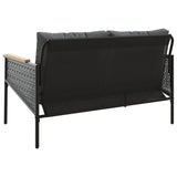 Garden Bench with Cushions 116 cm Black Steel - Close-Up Angle