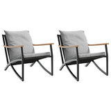 Garden Chairs with Cushions 2 pcs Black Steel - Front View