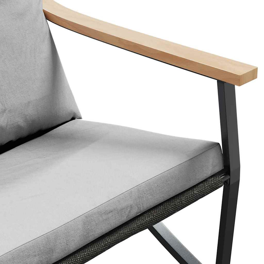 Garden Chairs with Cushions 2 pcs Black Steel