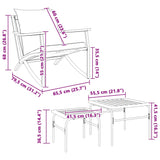 4 Piece Balcony Furniture Set with Cushions Black Steel - Side View