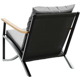 4 Piece Balcony Furniture Set with Cushions Black Steel - Rear View