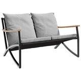 Garden Bench with Cushions 120 cm Black Steel - Front View