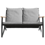 Garden Bench with Cushions 120 cm Black Steel - 45-Degree Angle