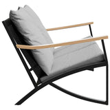 Garden Bench with Cushions 120 cm Black Steel - Rear View