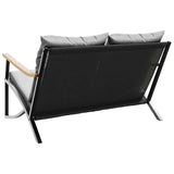 Garden Bench with Cushions 120 cm Black Steel - Close-Up Angle