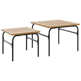 Garden Nest of Coffee Tables 2 pcs Brown and Black Steel - Front View