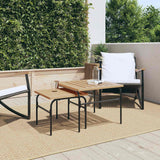 Garden Nest of Coffee Tables 2 pcs Brown and Black Steel - Side View
