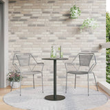 Garden Table Round Black Ø50x72 cm Steel - Side View