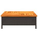 Garden Table Black 70x70x25 cm Rattan and Acacia Wood